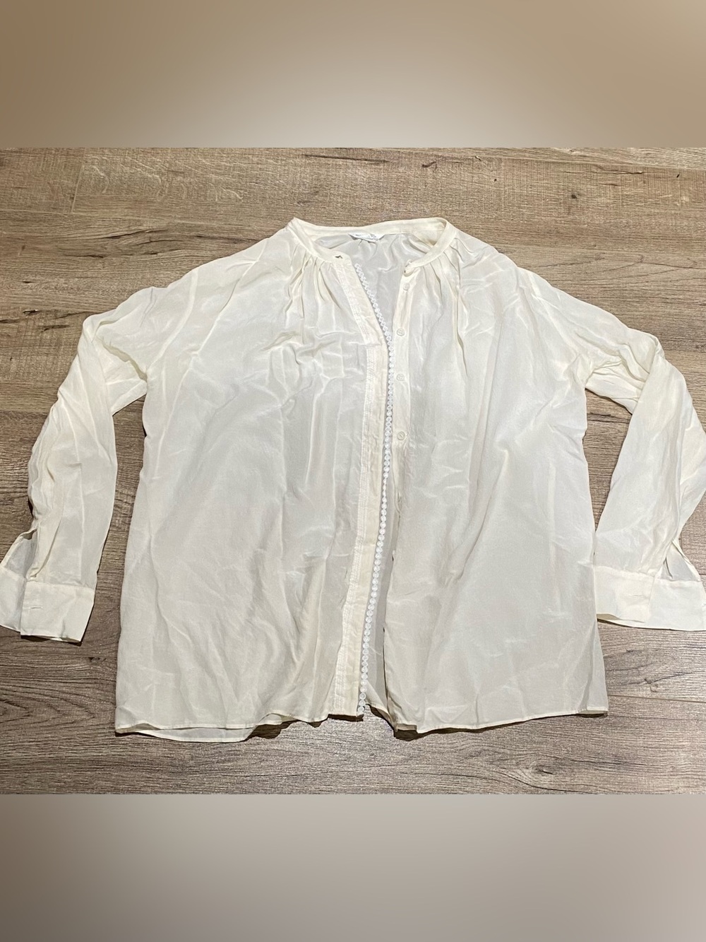 Club Monaco Cream Button-Front Sheer Blouse